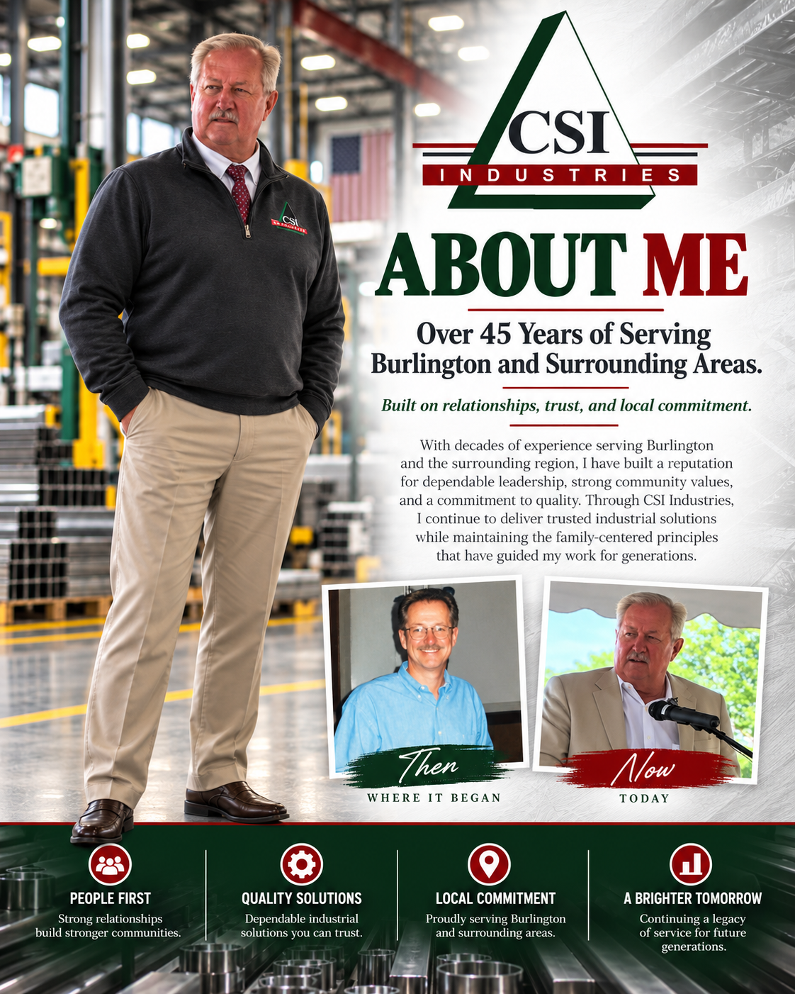 CSI Industries original About Me image featuring Steve Zager and the company legacy